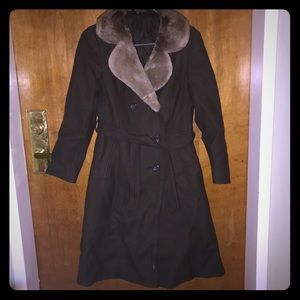 German vintage wool coat fur neck